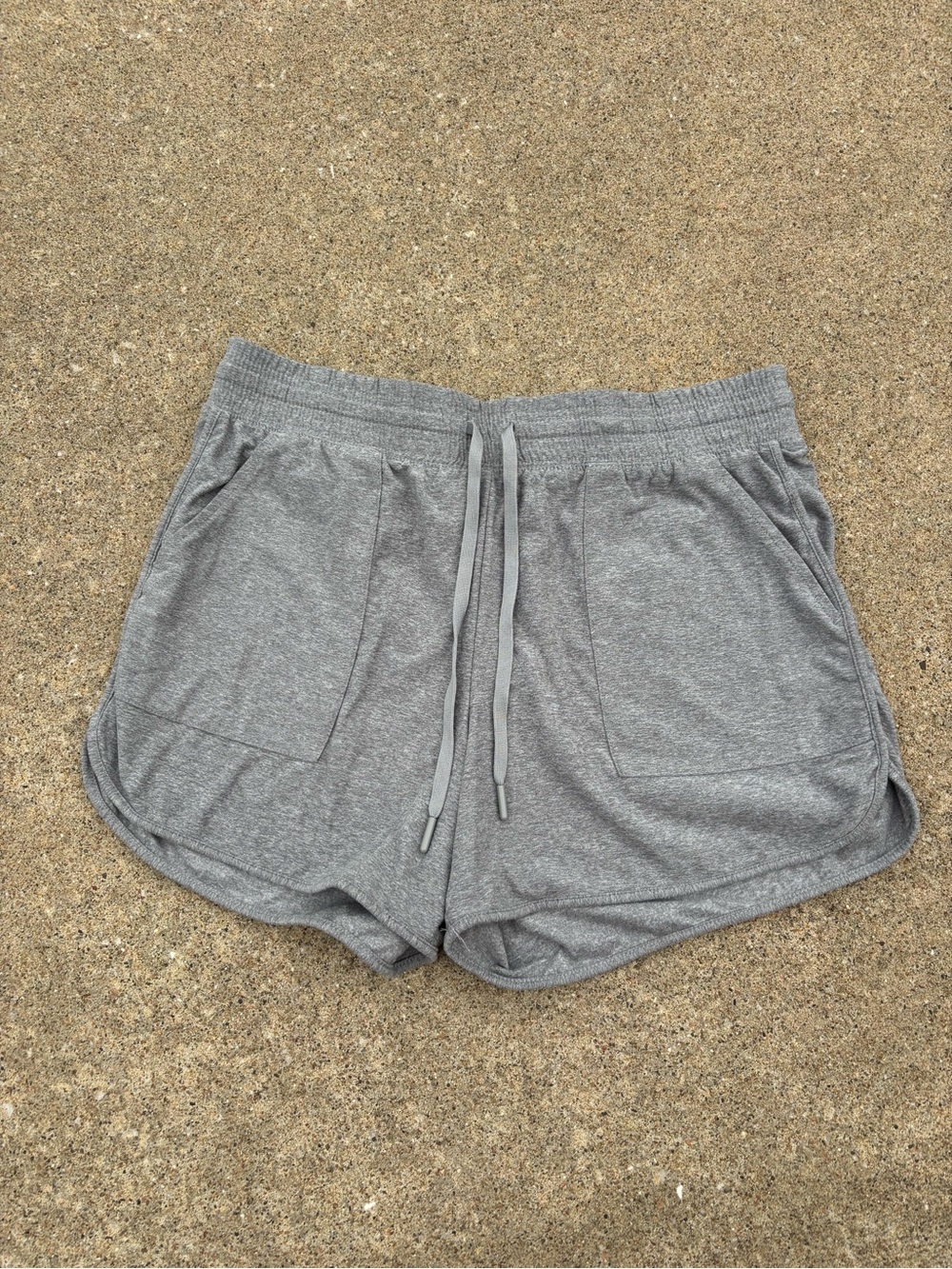 Athletic Works Gray High-Waist Knit Drawstring Shorts